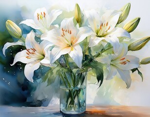 Garden-Inspired Vase of White Lilies