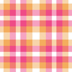 Plaid pattern seamless. Light white & Neon apricot Tartan Fabric Design. 