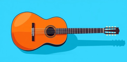 Obraz premium A front view of a traveler with a vintage, engraved guitar, isolated on a white background