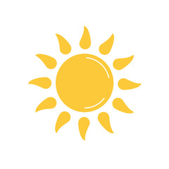 Radiant Sun Icon: A cheerful, hand-drawn sun radiates positivity and warmth with its bright yellow color.