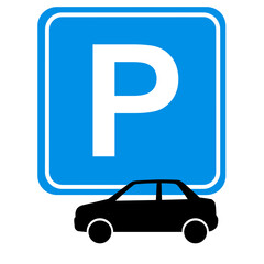 Parking Zone: a sign indicating a designated parking area, often located near a road or facility, providing a convenient space for vehicles to be parked.