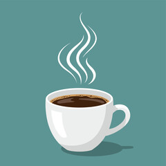 Aromatic Coffee in a Simple Cup: A single cup of freshly brewed coffee, steam gently rising from its surface, offers a visual of simple joy.