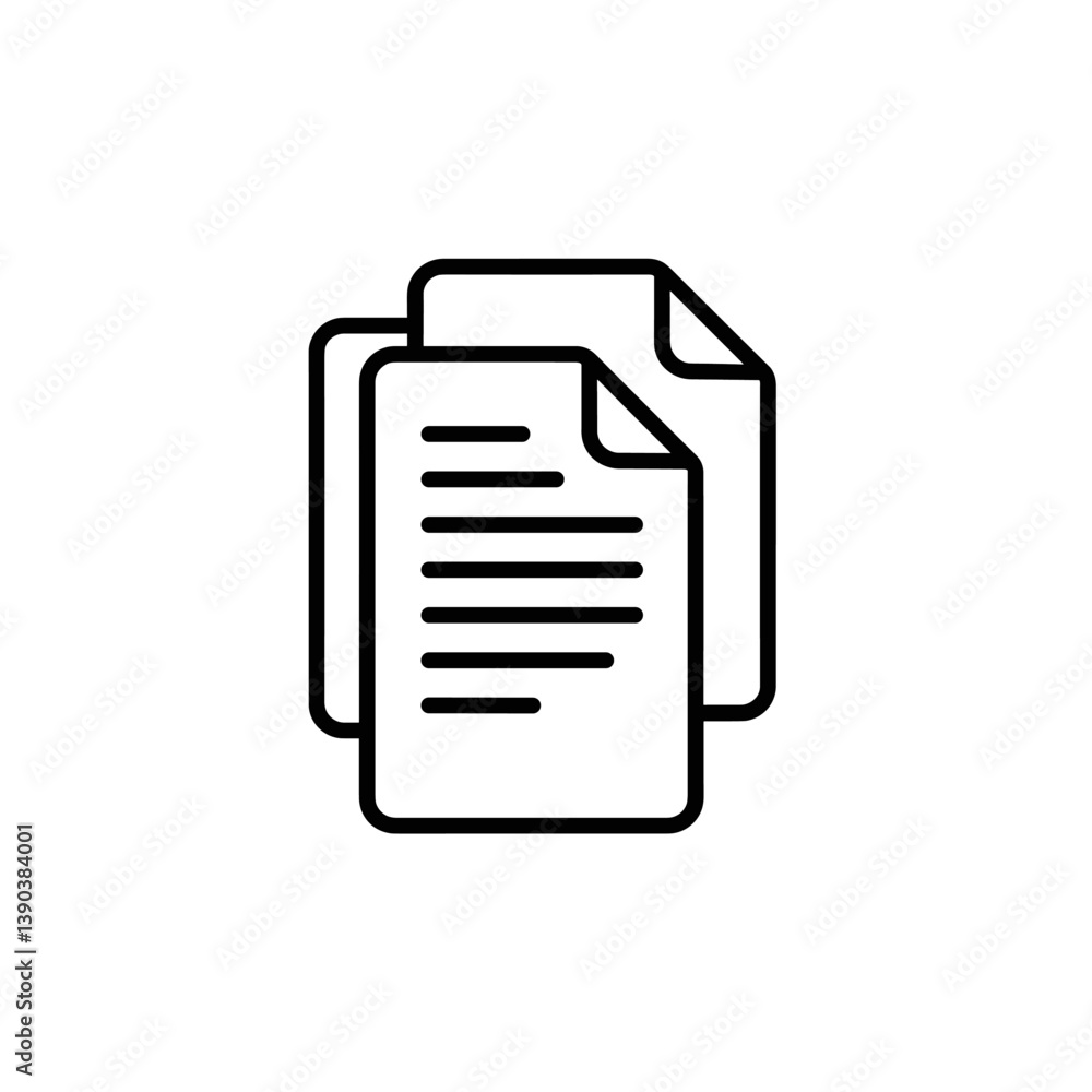 Poster document stack icon: minimalist vector illustration of stacked documents, ideal for web design or in