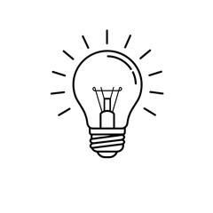 Illuminating Innovation: A minimalistic line drawing of a classic light bulb radiating lines. conveying ideas and new invention.