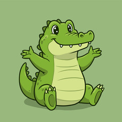 Cartoon Alligator's Happy Embrace: An animated alligator, rendered with playful lines and cheerful colors, extends its arms in a welcoming gesture, embodying a delightful sense of friendship.