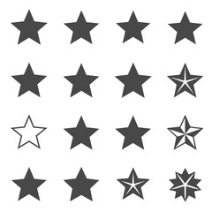 Starry Symphony: A collection of diverse star icons, meticulously arranged, offers a harmonious visual representation. Each star shape shines with unique attributes.