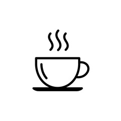 Simple Coffee Cup Icon: A clean and minimalist icon depicts a steaming cup, perfect for design projects.