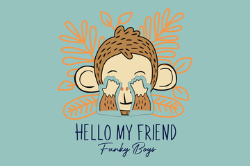 Hello my Friend Funky Boy face design 