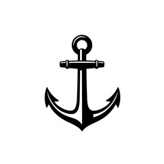 Nautical Anchor Icon: A bold and iconic illustration of a classic anchor, presented with stark contrast and a clean aesthetic, evoking a sense of stability and maritime heritage.
