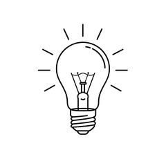 Creative Illumination: A simple illustration of a glowing light bulb, radiating ideas and representing innovation, insight, and the power of thought.
