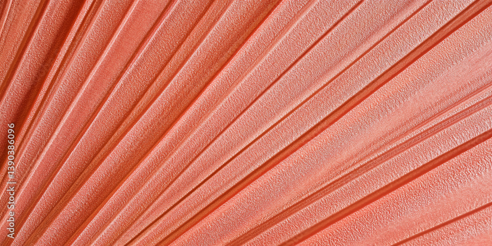 Poster Close-up of coral-colored textured surface with diagonal lines creating a pleated effect, showcasing a smooth yet structured pattern ideal for background or wallpaper use