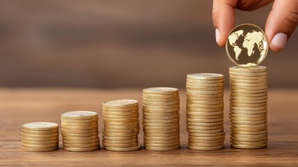 Global investment growth analyzing financial success in the stock market