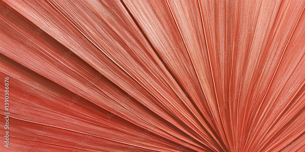 Poster Close-up of reddish-orange leaf texture, radiating lines creating a structured pattern, showcasing natural elegance and potential for design background