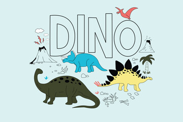 Dino latter and dinosaur animal design