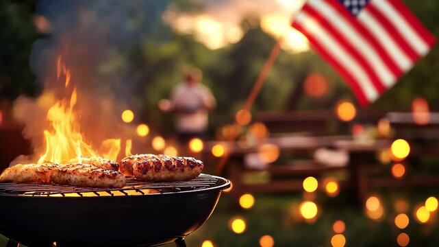 4th of July party in the backyard of the house, 4th of July barbecue in the USA
