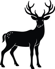 deer silhouette with antlers eps.