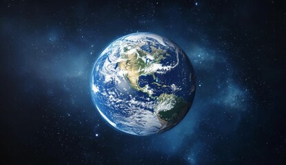Naklejka premium A modern illustration of a futuristic blue globe, highlighting digital transformation and an abstract tech background, incorporating stock and big data
