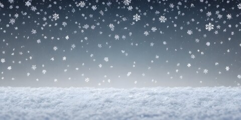 Winter Snowfall Background, Gradient Effect. Delicate White Snowflakes Create A Serene Wintery Scene, Soft Shades Enhance The Tranquil Mood. Perfect For Cold Weather Themes. Snowy Effect.