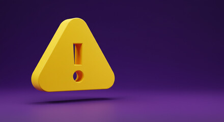 A bold yellow warning triangle, a digital alert signaling caution and important information against a deep purple backdrop.