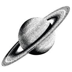 Saturn planet with halftone stipple effect for the y2k collage design of grunge punk. grainy photocopy ldotted retro design trendy  © Zuwairiya