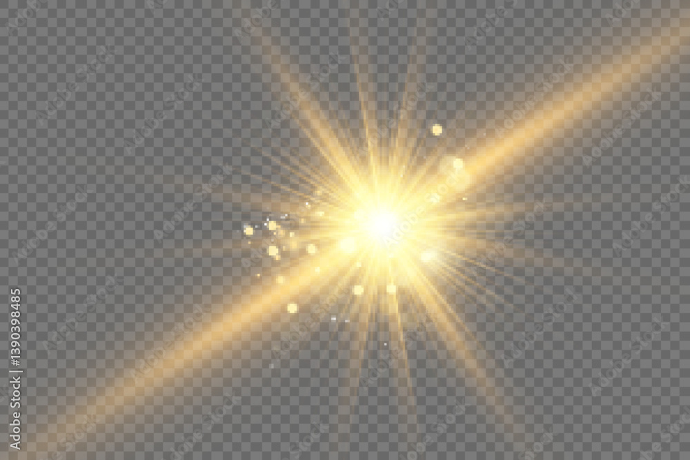 Aufkleber Glowing star, sparkle, light streak, and shimmering particle on transparent background for overlays and magical effects.