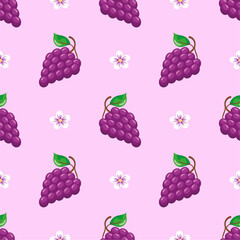 Purple grape seamless pattern Fruit background.