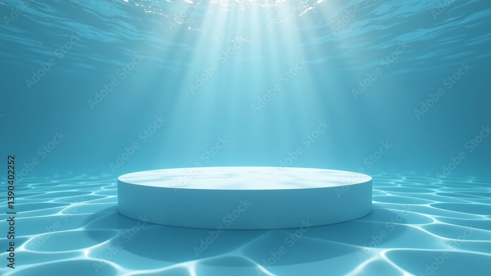 Poster water ripples create mirrored image empty podium