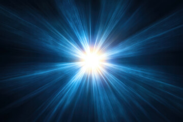 Bright blue star burst against a black background.