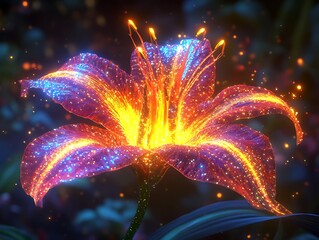 Solar Infusion Lily Absorbing Starfire and Glowing with Radiant Cosmic Light