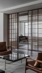 Room with a glass doors
