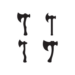 Silhouette axe icons  black and white vector 