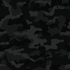 
camouflage black background, classic dark seamless pattern