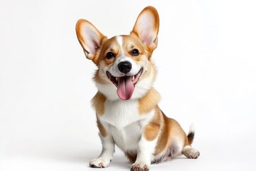 Happy Welsh Corgi Puppy Winking and Panting - Adorable Welsh Corgi puppy, happy expression, winking, panting, playful, joyful. Symbolizes: happiness, playfulness, loyalty, companionship, energy