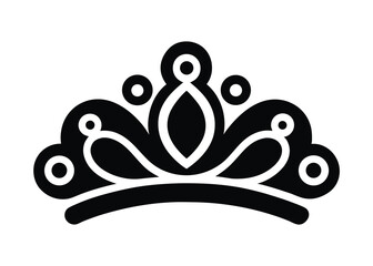 Elegant tiara silhouette, simple crown design, black and white illustration
