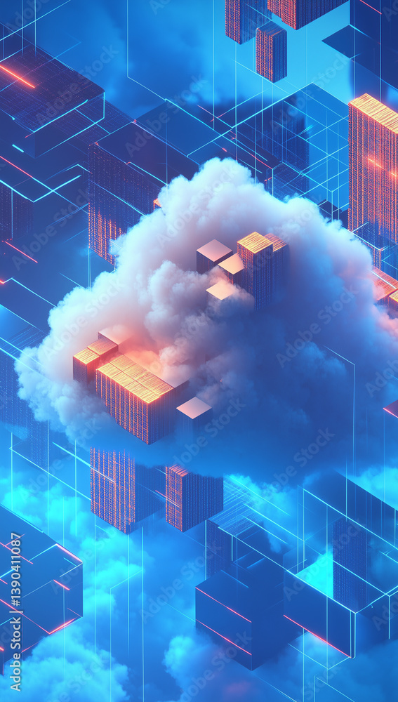 Aufkleber cloud computing digital information and cyberspace background