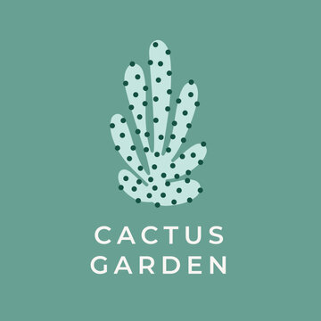 Cactus Garden Logo with Botanical Elements
