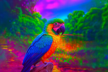  Vibrant Macaw Parrot in a Tropical Landscape