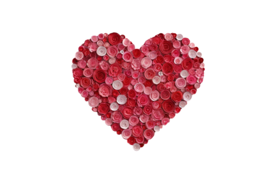 Red heart made with many buttons shining bright