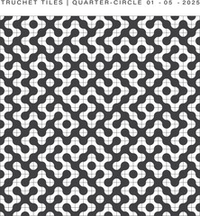 Truchet Tile Quarter-Circle Pattern in black and White