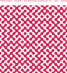 Truchet Tile Quarter-Circle Pattern in Red and White