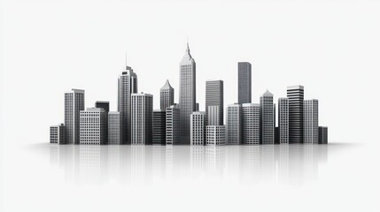 Fototapeta premium City skyline model on white background; 3D illustration, architectural design; stock photo