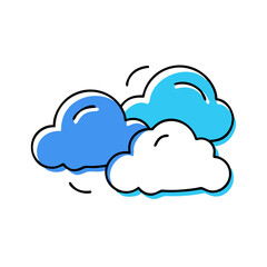 Fototapeta premium Cartoon clouds in blue and white design 