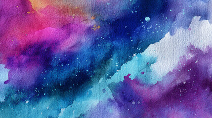 Fototapeta premium Abstract watercolor painting featuring a blend of colors including blue purple pink and white hues