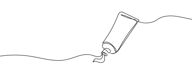 continuous line cosmetic tube line art vector illustration editable stroke.