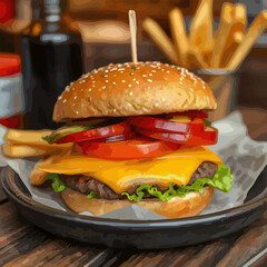 illustration of a very tasty burger