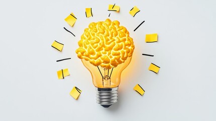 A creative light bulb design featuring a brain symbolizing innovative ideas and thinking.