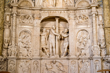 Iconic Religious Bishop Sculpture in Ávila Cathedral