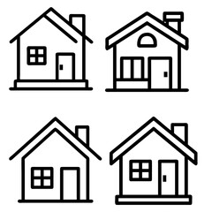 House icon set. Home vector illustration sign. Hotel symbol. Simple house symbol. Smart home icon collection. Main page pictogram in filled, thin line, outline editable Stroke. house icon, housing.