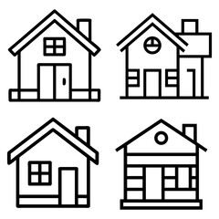 House icon set. Home vector illustration sign. Hotel symbol. Simple house symbol. Smart home icon collection. Main page pictogram in filled, thin line, outline editable Stroke. house icon, housing.