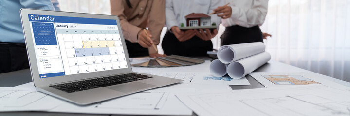 Calendar on computer software application for schedule planning for personal organizer and online...